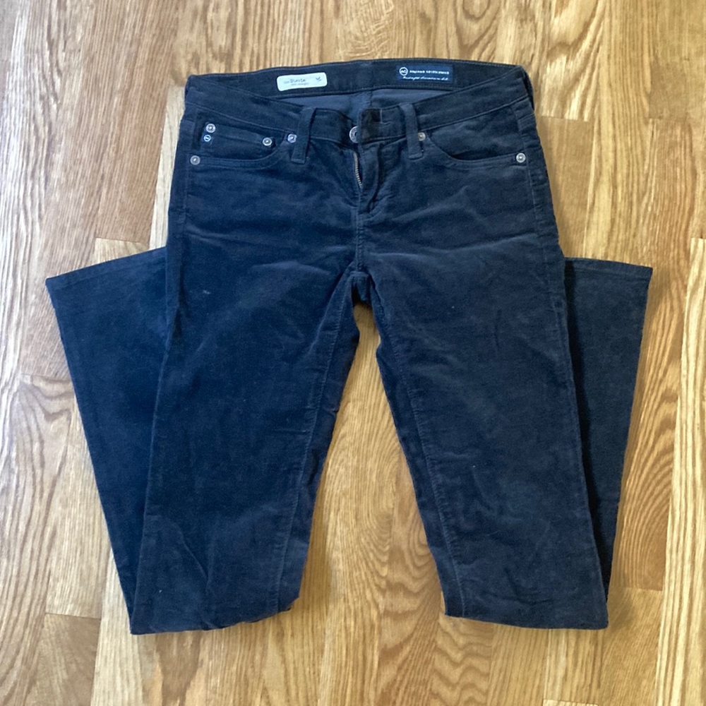 AG Stevie slim straight Anthropologie charcoal/black corduroy pant, size 25R